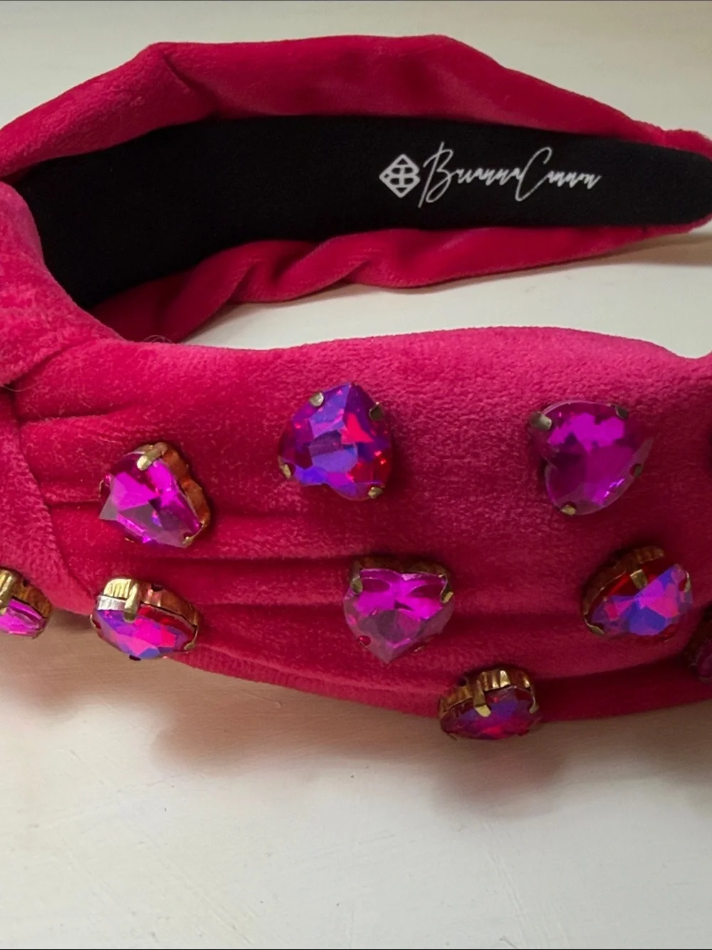 Fuchsia Velvet Knotted Crystal Headband